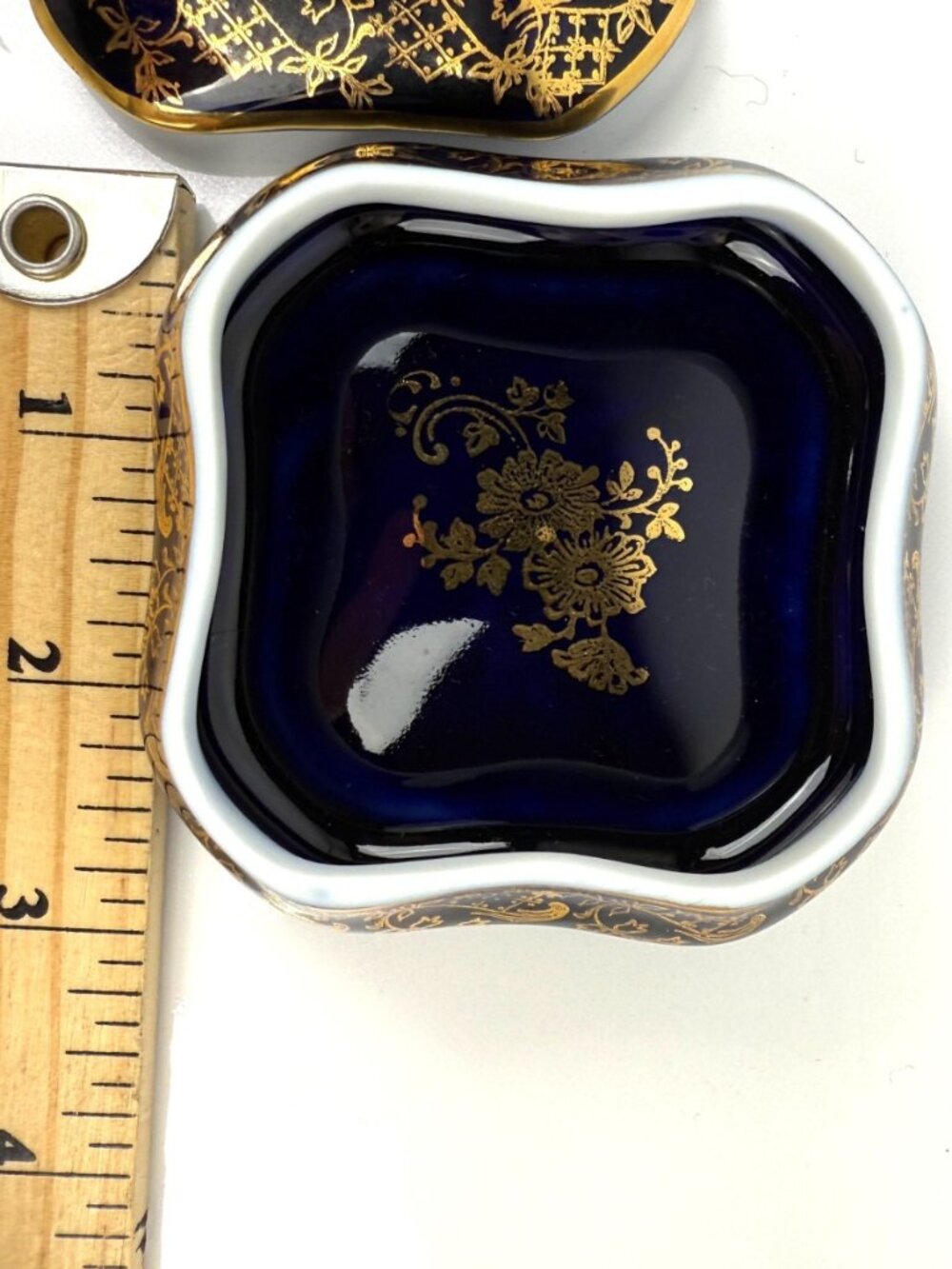 LIMOGES FRANCE Ornate Gold Gilded Cobalt Blue Porcelain Trinket‎ Box - Picture 12 of 13